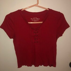 Hollister Red Lace Up T-Shirt